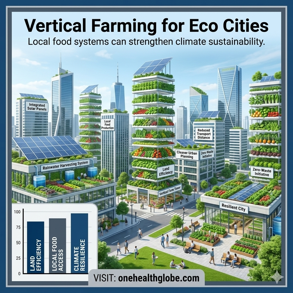 vertical farming for climate sustainability in an eco city with realistic urban food towers