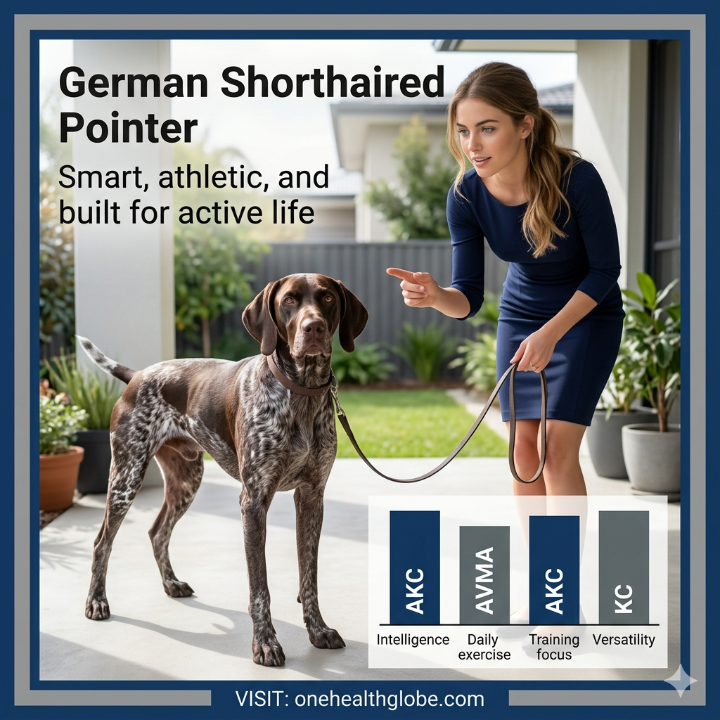 German Shorthaired Pointer with a beautiful 25-year-old blue-eyed woman in a dress, interacting in an active premium home setting