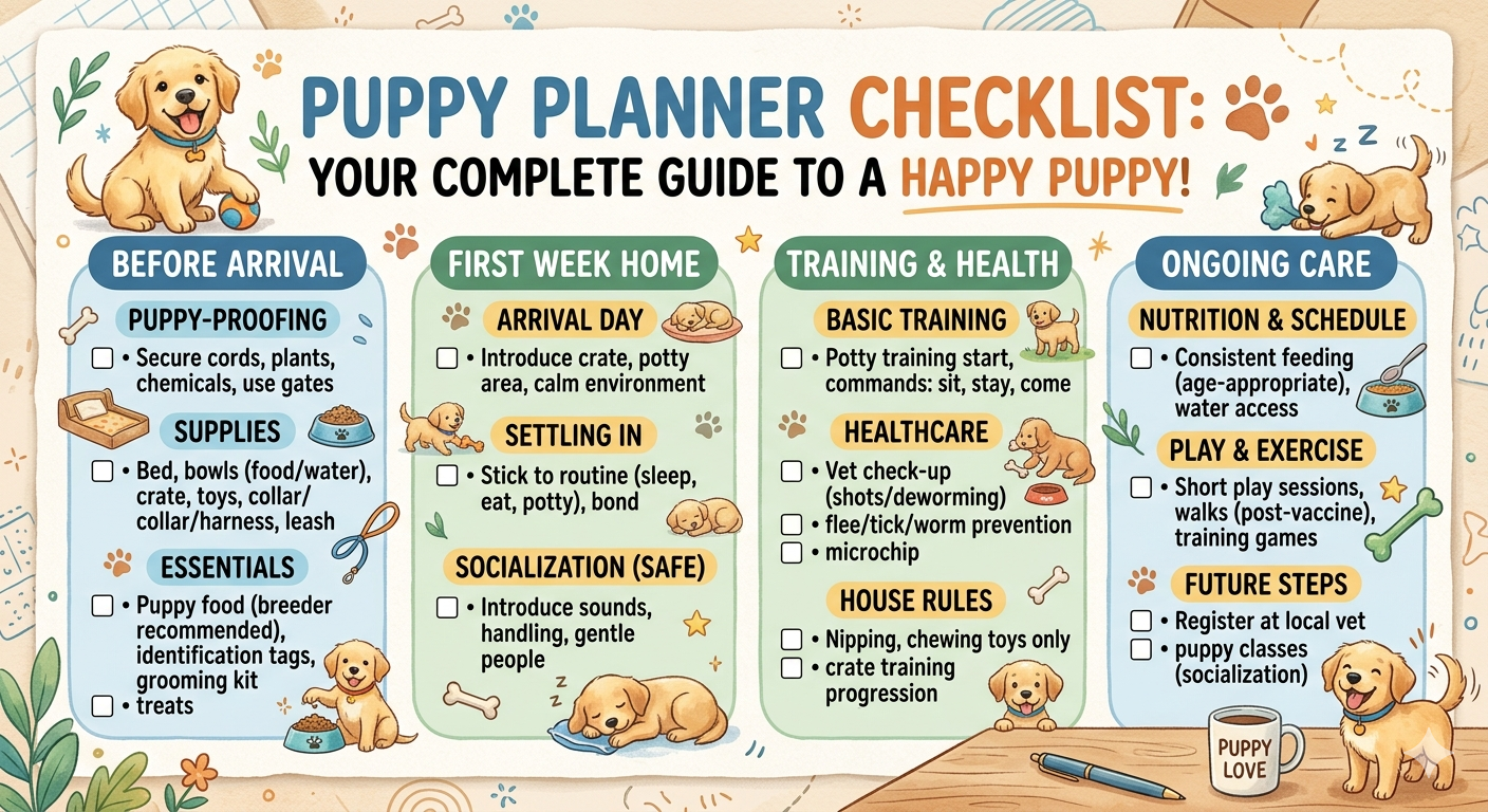 Puppy Planner Checklist free printable by One Health Globe