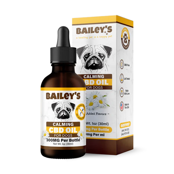 Bailey's CBD calming oil for dogs #1 best seller anxiety separation noise phobia