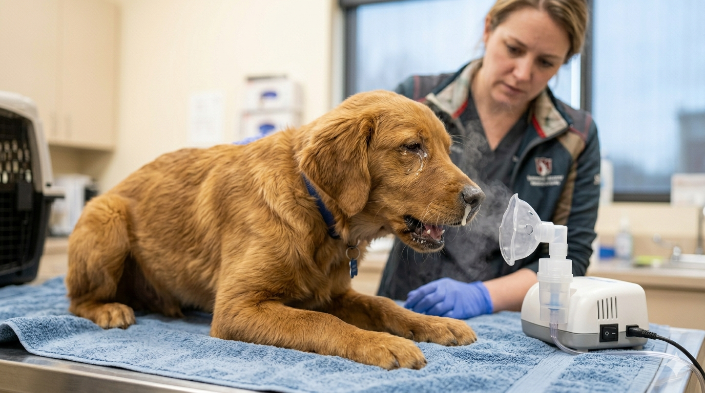 Dog coughing due to respiratory infection