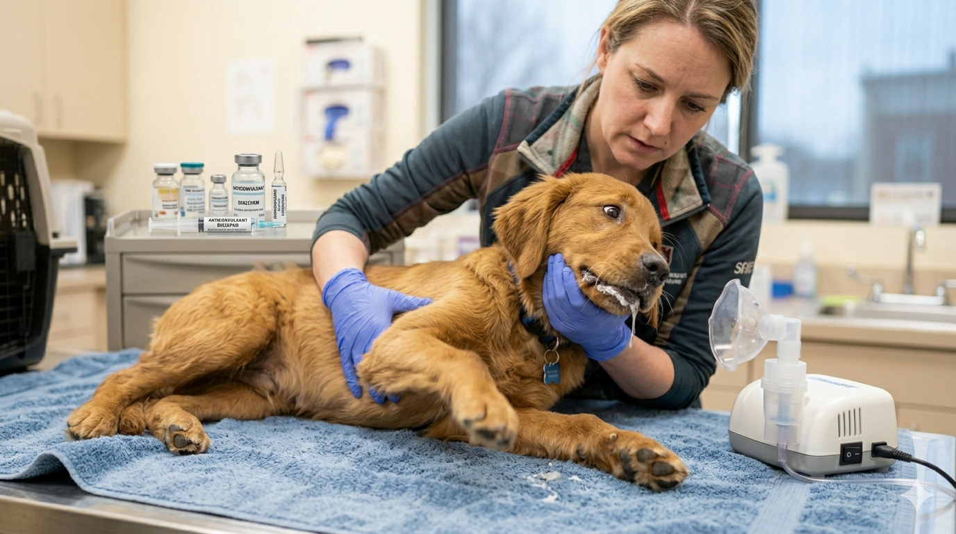 Dog showing neurological weakness and tremors
