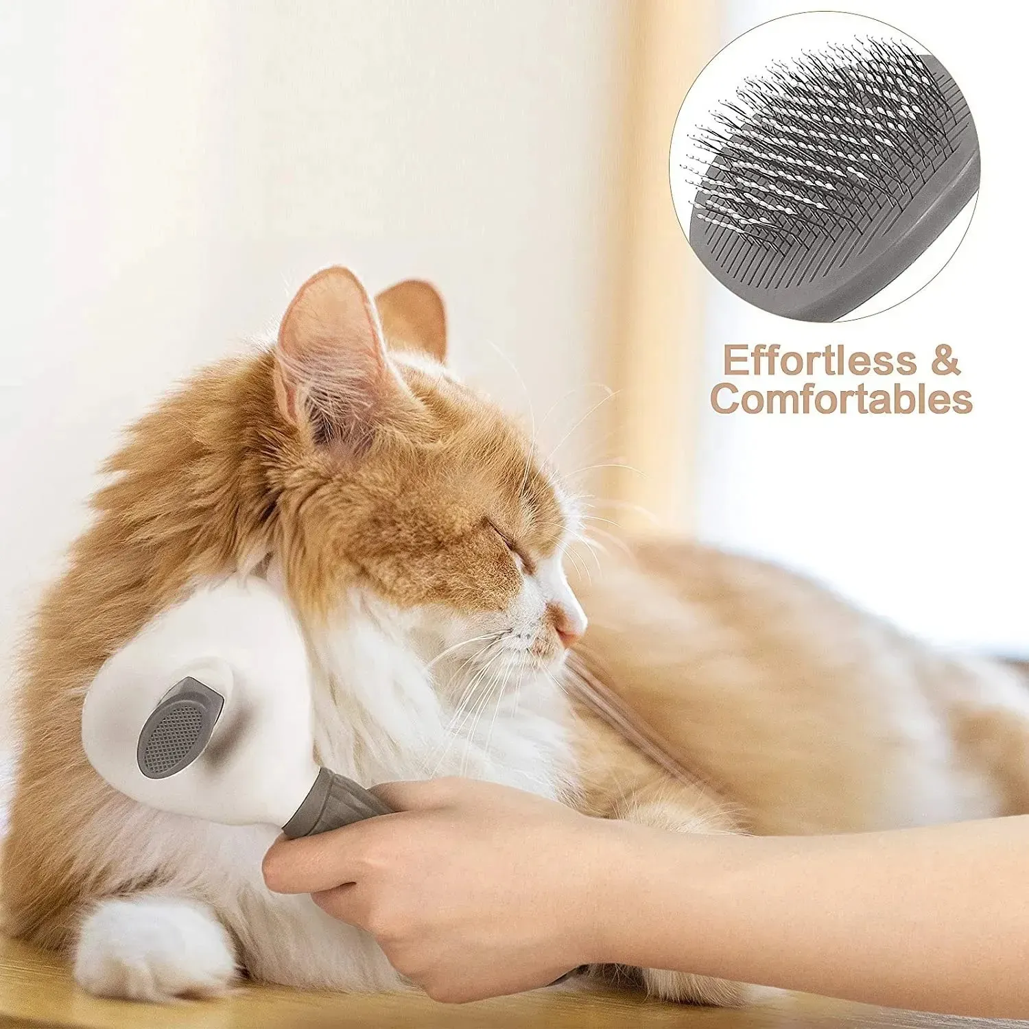Cat grooming self-cleaning brush
