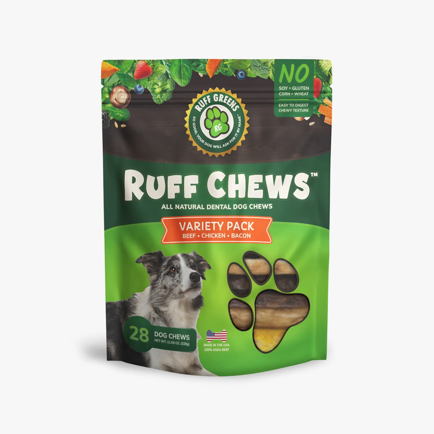 Ruff Greens nutrition rich protein dog chews