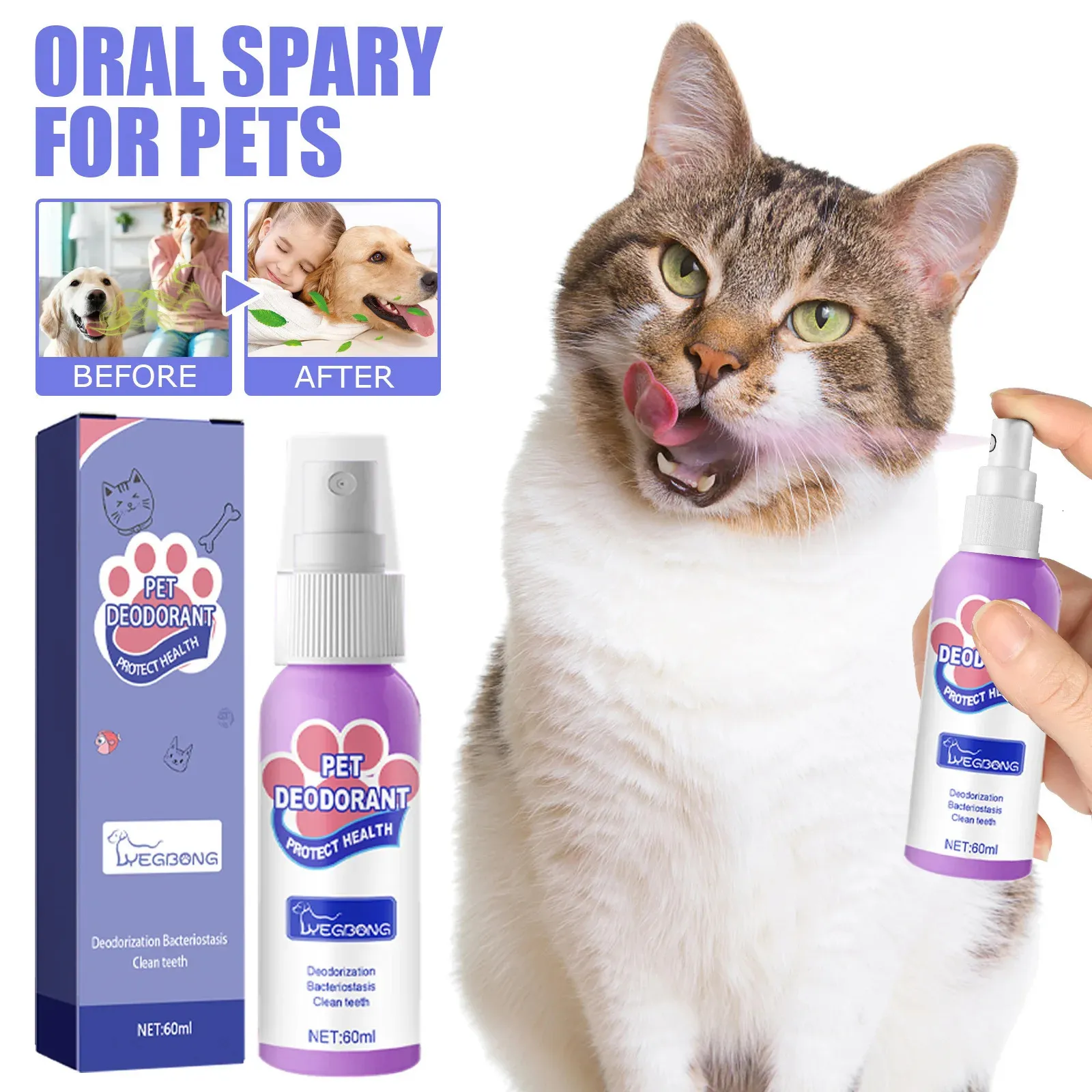 Natural pet breath freshener dental spray
