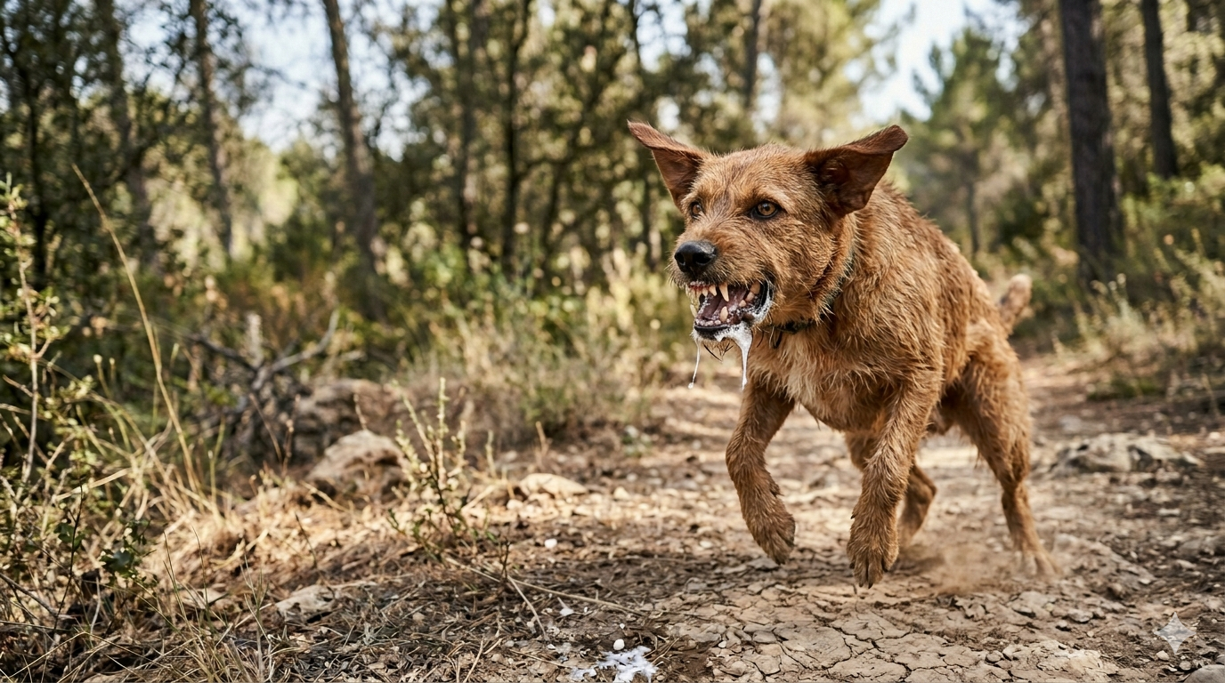 Dog showing abnormal aggression from a safe distance