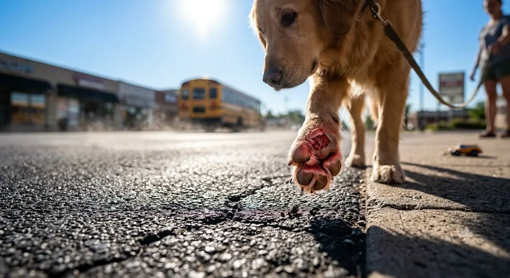 How to care dog paw in a hot sunny day