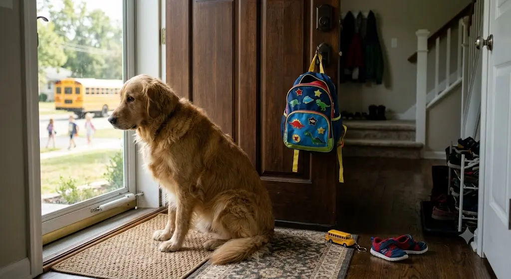 dog separation anxiety after kids going to school