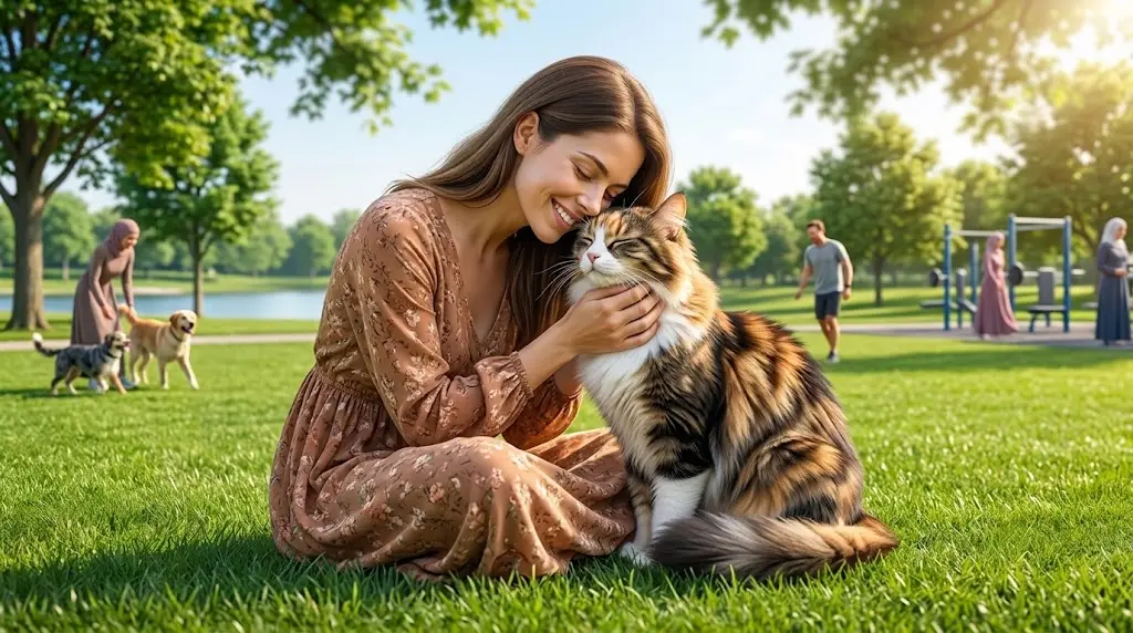 cat bonding with female cat parents for care and pure love nature