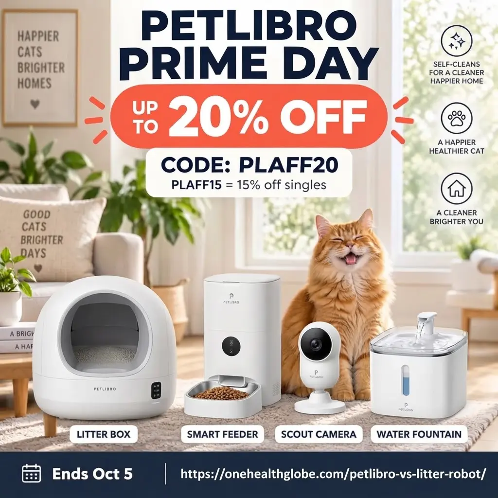PETLIBRO Prime Day deal Oct 2-5: use codes PLAFF15 and PLAFF20 for smart litter boxes, feeders and fountains